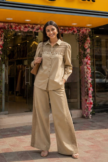 Beige Cotton Co-Ord Set
