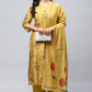 Mustard Printed Readymade Suit Set for Women with Mirror Work – Chic & Traditional