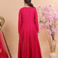 Radiant Pink Silk Anarkali Suit Set with Floral Dupatta & Intricate Embroidery