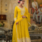 Golden Paisley Embroidered Anarkali Suit Set