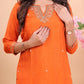 Vibrant Orange Miscos Suit Set with Embroidered Kurta & Patterned Dupatta