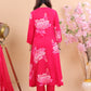 Radiant  Magenta Rayon Floral Suit Set with Dupatta