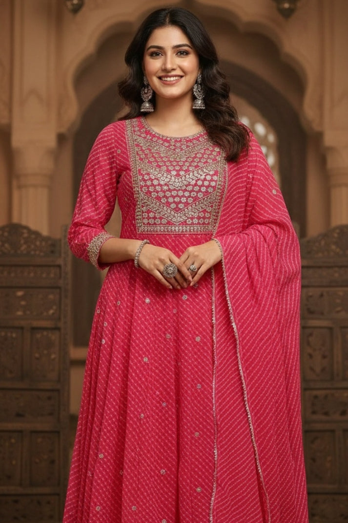 Gulabi Gaze Gota Patti Festive Anarkali Suit with Dupatta