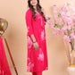 Radiant  Magenta Rayon Floral Suit Set with Dupatta