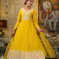 Golden Paisley Embroidered Anarkali Suit Set