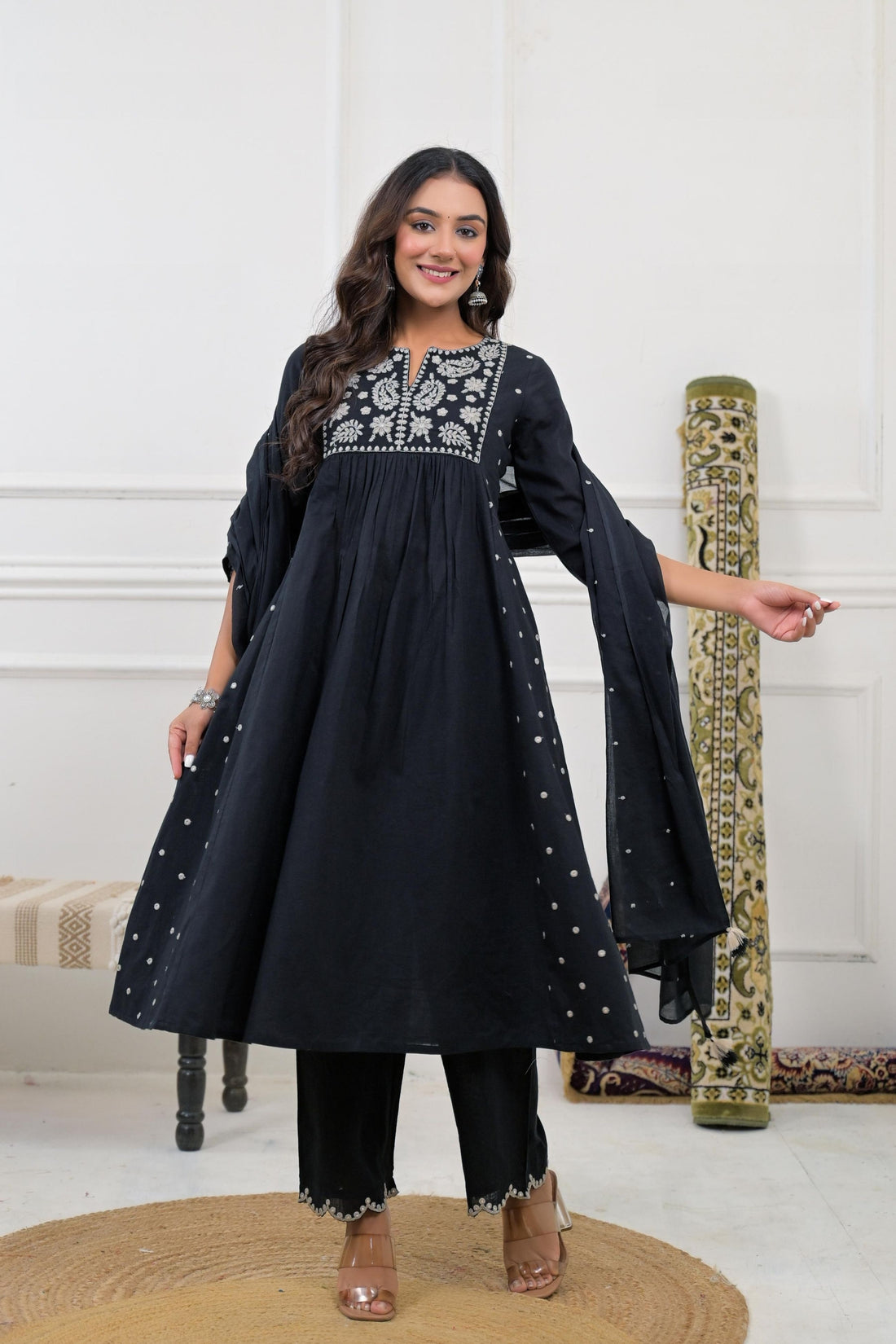 Embroidered Kurta Set with Embroidered Dupatta
