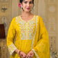 Golden Paisley Embroidered Anarkali Suit Set