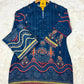 Navy Blue Muslin Co-ord Set with Intricate Floral & Geometric Print