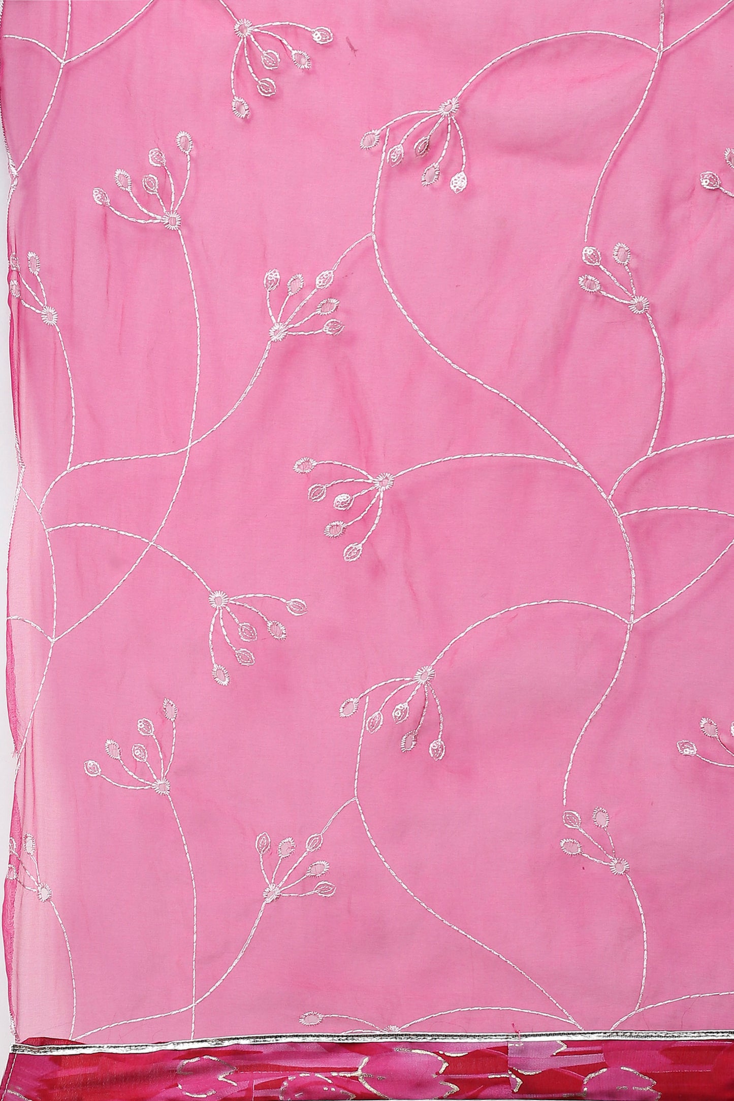 Pink Muslin Angrakha Printed Suit Set for Women