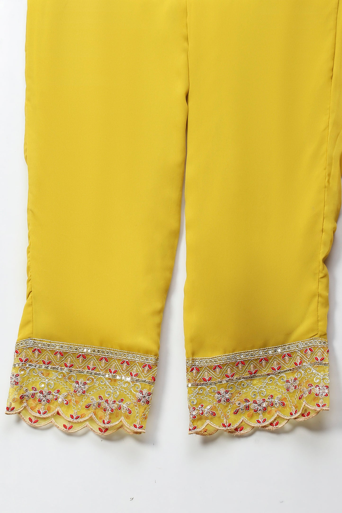 Yellow Embroidered Suit Set for Women