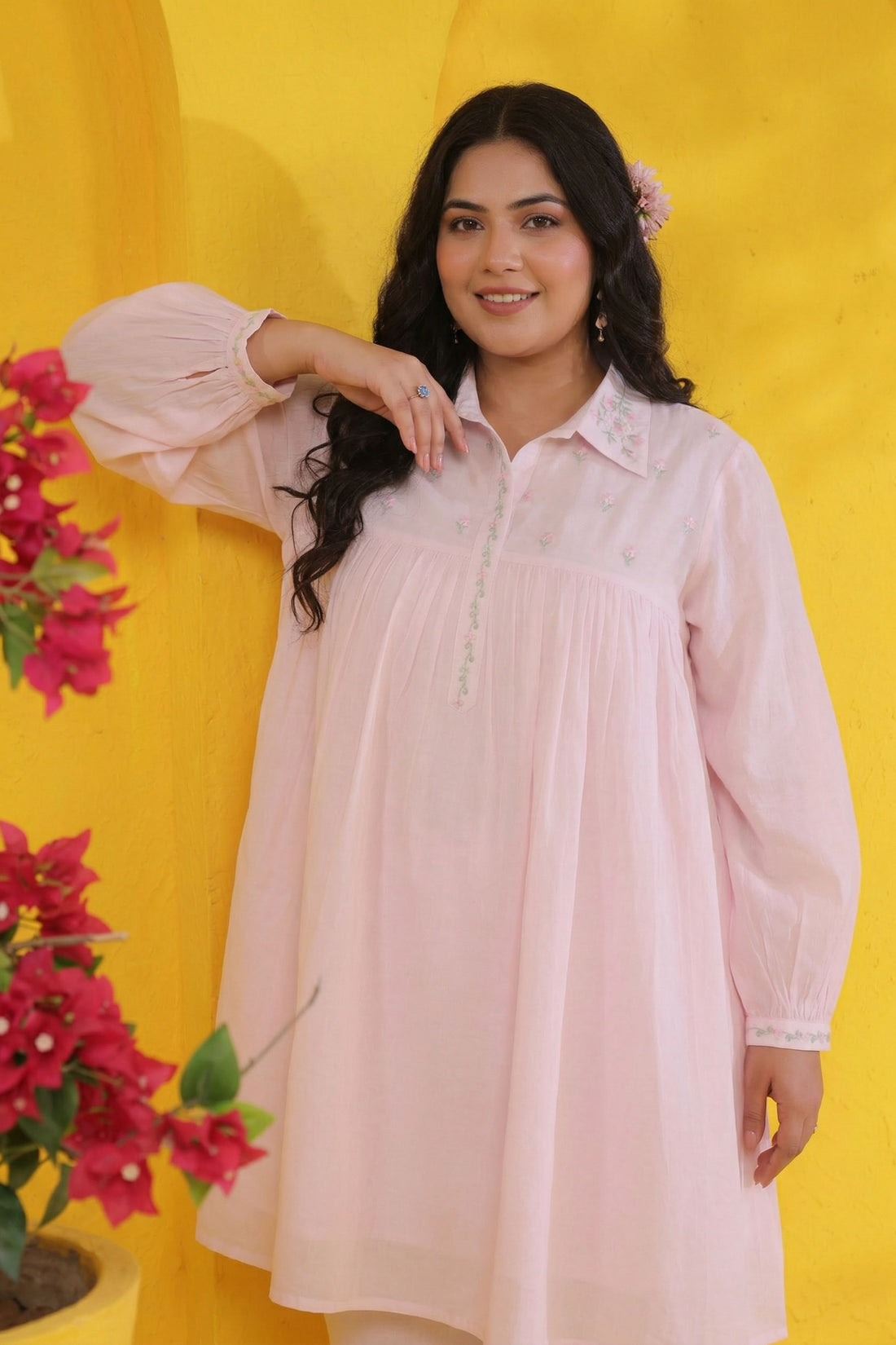 Pink Mul Mul Cotton Co-Ord Set