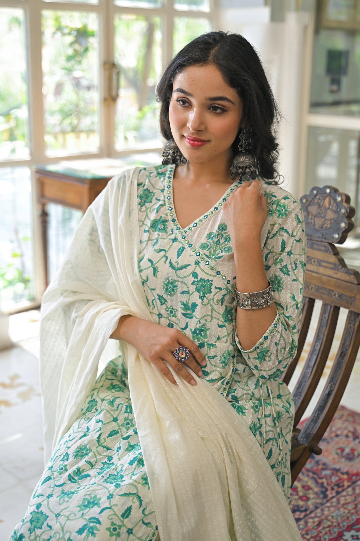 Green Cotton 3-Piece Suit Set