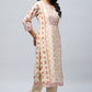 Beige Printed Suit Set for Women – Elegant & Timeless