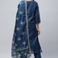 Blue Printed Suit Set for Women with Zari Embroidery