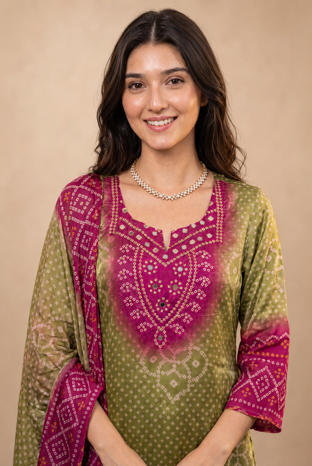 Women's Green Modal Printed 3-Piece Suit Set with Dupatta