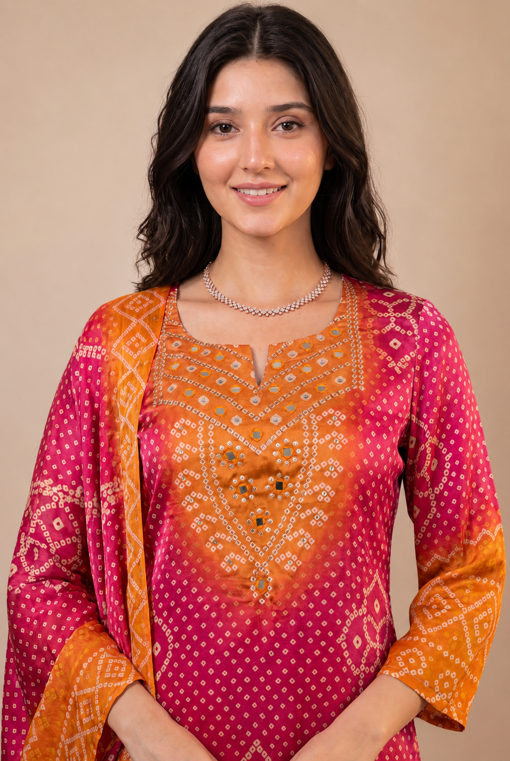 Magenta Modal Printed 3-Piece Suit Set with Dupatta
