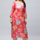 Floral Digital Print Pink Kurta – Lightweight & Flowing Fabric for Casual & Festive Wear