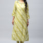 Green Muslin Printed Kurta for Women