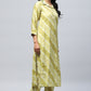 Green Muslin Printed Kurta for Women