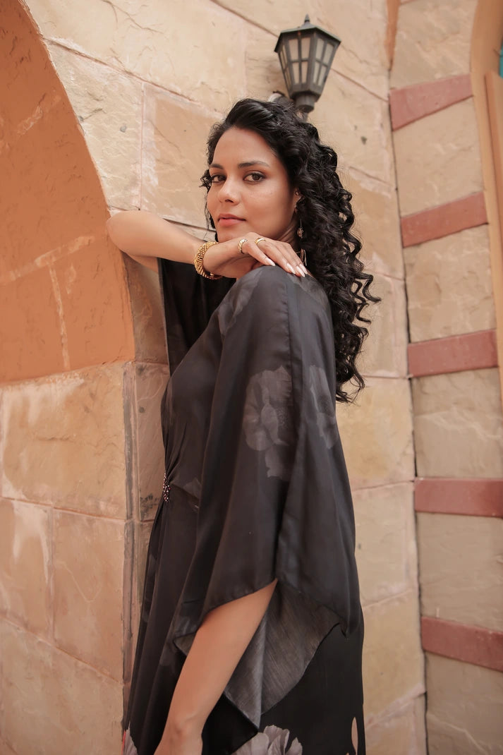 Midnight Bloom Kaftan Dress