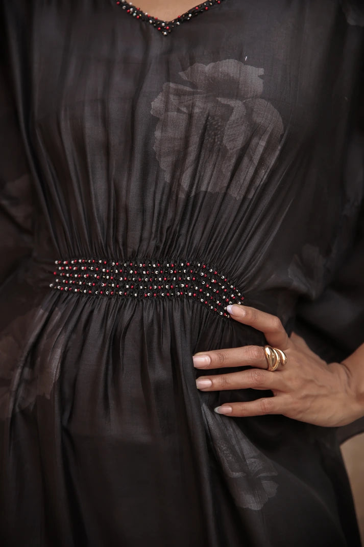 Midnight Bloom Kaftan Dress
