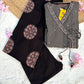Black Floral Cotton Anarkali Set with Hand Embroidery – 3 Piece Elegant Ensemble