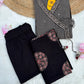 Black Floral Cotton Anarkali Set with Hand Embroidery – 3 Piece Elegant Ensemble