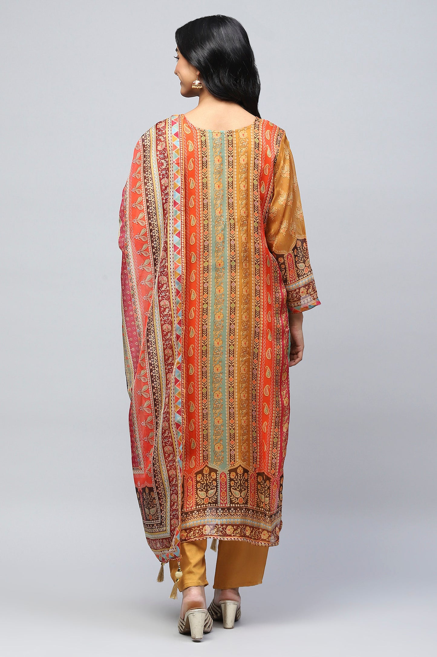 Mustard Rayon Kurta with Ethnic Prints – Stylish & Com