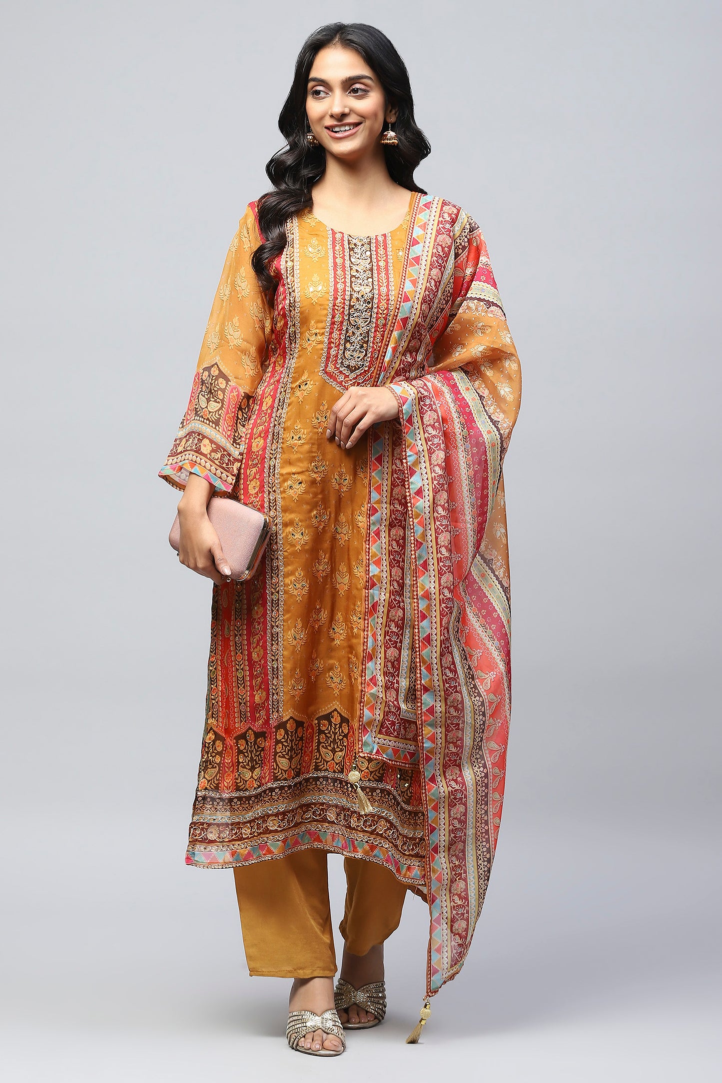 Mustard Rayon Kurta with Ethnic Prints – Stylish & Com