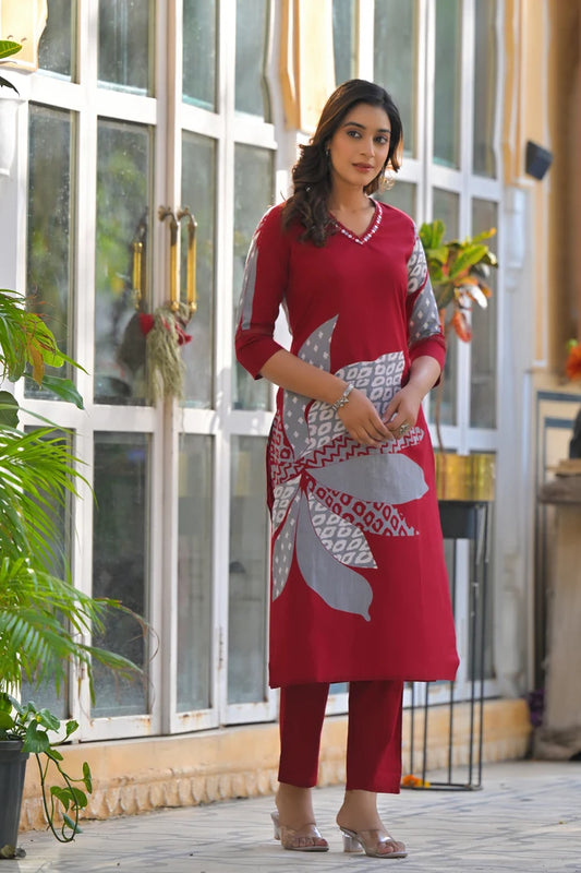 Amethyst Bloom Printed Kurta Set with Dupatta