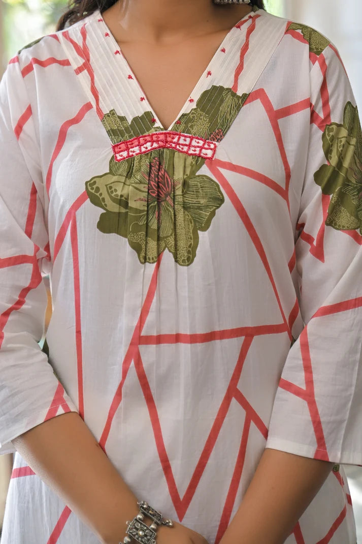 Abstract Bloom Printed Anarkali Suit Set