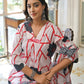 Abstract Bloom Printed Anarkali Suit Set
