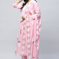 Pink Cotton Printed Suit Set for Women