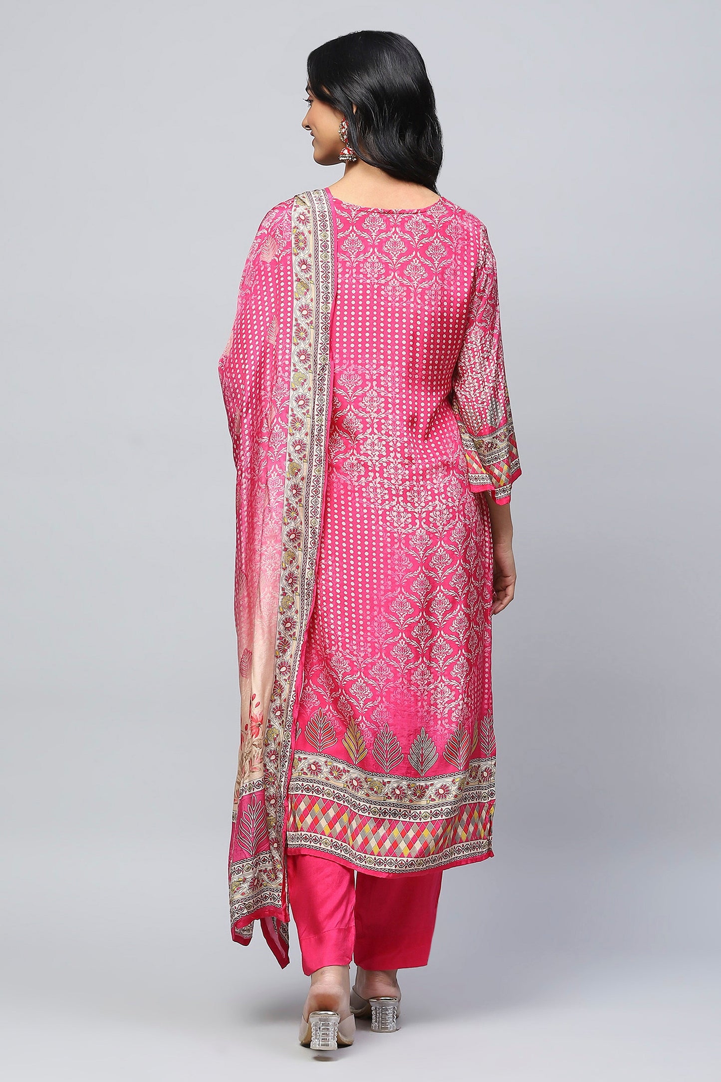 Pink Digital Print Suit Set for Women – Chic & Contemporary