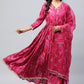 Pink Muslin Angrakha Printed Suit Set for Women