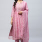 Pink printed suit set with mirror work – Elegant & Traditional