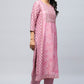 Pink printed suit set with mirror work – Elegant & Traditional