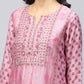 Pink printed suit set with mirror work – Elegant & Traditional