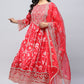 Red Rayon Printed Suite Set For Women