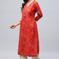 Red Bandhani Muslin Printed Kurta for Women – Traditional & Stylish