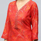 Red Bandhani Muslin Printed Kurta for Women – Traditional & Stylish