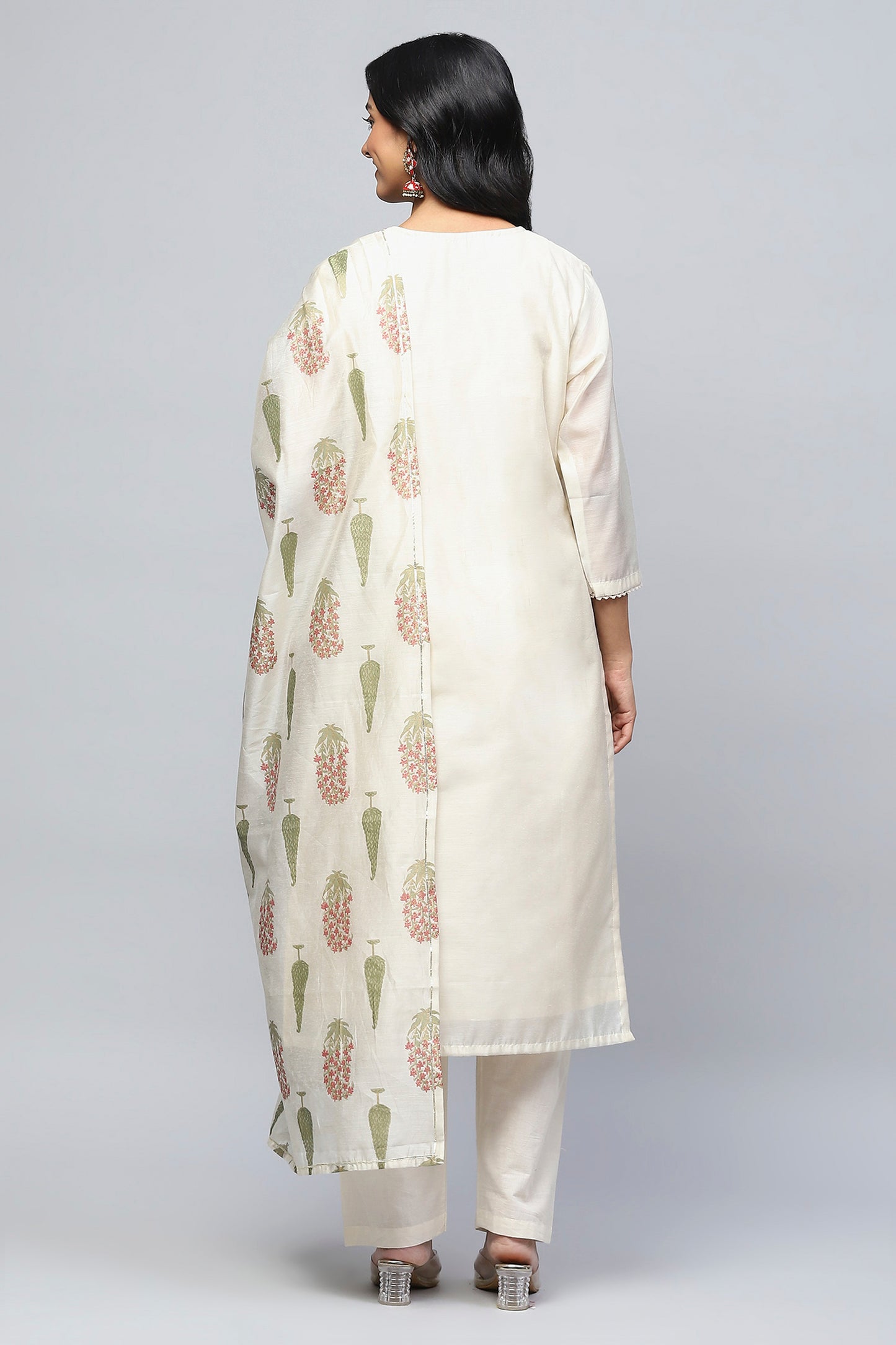 White Embroidered Suit Set for Women