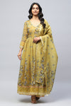 Yellow Angrakha Printed Suit Set for Women