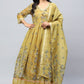 Yellow Angrakha Printed Suit Set for Women