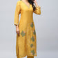 Yellow Digital Print Suit Set for Women with French Knot – Bright & Elegant