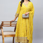 Yellow Embroidered Suit Set for Women