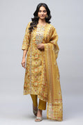 Yellow Heavy Printed Suit Set for Women with Hand Embroidery Readymade Suit My Store 