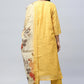 Yellow Printed Suit Set for Women with Hand Embroidery