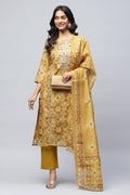 Yellow Heavy Printed Suit Set for Women with Hand Embroidery Readymade Suit My Store 