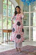Abstract Bloom Printed Anarkali Suit Set - Qurbat